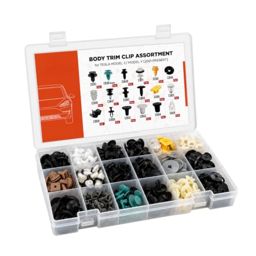 369Pcs Body Trim Clip Assortment Kit for Tesla Model 3 Model Y Car Retainer Clips Push Rivets Fasteners for Bumper Fender Liner Door Panel Liftgate Interior Exterior Trim Replacement