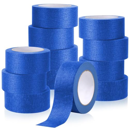 Blue Painters Tape, 0.94"/1.88" x 55 Yards Bulk Painter Tape, Blue Masking Tape for Painting, Easy Hand Tear No Residue Paint Tape for Home, Automotive, DIY Crafts(12,1.88inch) - size: 1.88inch