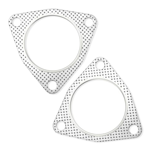 2PCS 3" Exhaust Gasket Set,3-Bolt Exhaust Flange Gasket with High Sealing,Multifunctional Car Accessories Header/Muffler/Catalytic Converter Gaskets for Most Cars,Trucks,SUVs (3") - color: Triple-hole 3"