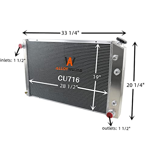 ALLOYWORKS CC716 Radiator for 1973-1991 Chevy GMC C/K/P/R/V Series Pickup Trucks Blazer Suburban Jimmy Custom Scottsdale Silverado Deluxe Cheyenne Radiators (3 Row Core, Full Aluminum, AT)