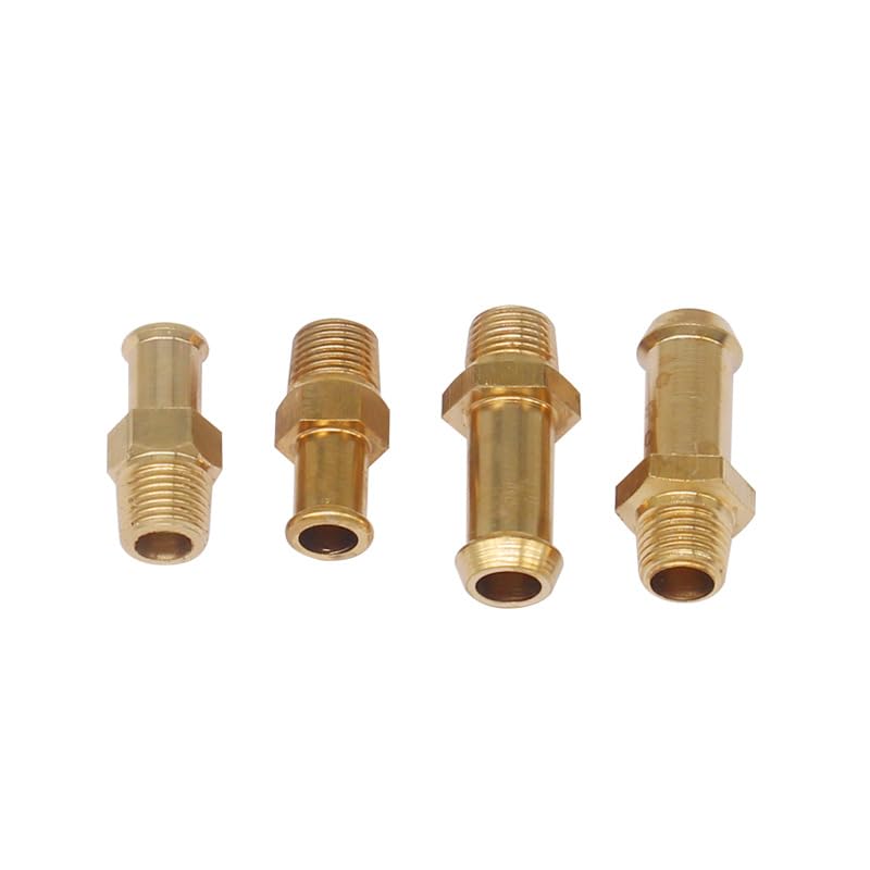 Manual Adjustable Fuel Pressure Regulator Kit, Chrome Silver with Gold Fittings, Includes Hose Clamps and Heat Shrink Sleeves for Carburettor Systems