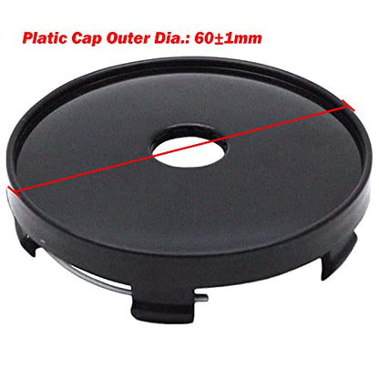 4PCS Wheel Center Caps, 60mm Wheel Rim Hub Center Covers - color: Black, size: Outer 60MM,Inner 55MM