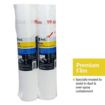 Reli. Masking Film, 10 Rolls Bulk (90' Foot x 99" Inch) - size: 90 foot length x 99 inch width | 10 rolls
