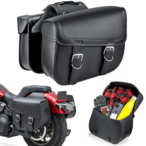 Nomad Universal Motorcycle Saddlebags – 30L Large Capacity Quick-Easy Throw Over Bags for Cruiser, Chopper, Touring – Heavy Duty saddle bags,Waterproof,Secure Lock,Durable Storage Side Bags for Bikers