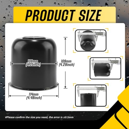 4Pcs 4.25" Stainless Trailer Wheel Center Caps, 4.29" H Matte Black - color: Matte Black, size: 4.25" Hub 4.29"H