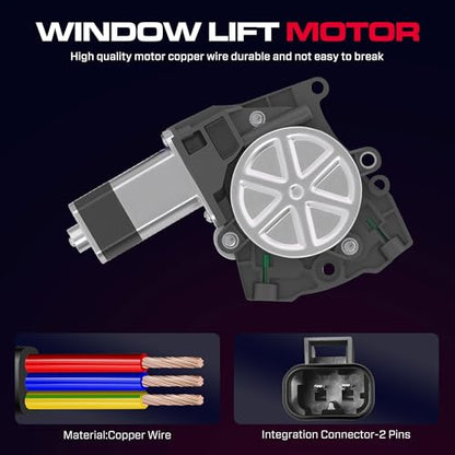 Front Passenger Side Power Window Regulator with Motor (2 Pins) Fit for 2004-2007 Buick Rainier, 2002-2009 Chevrolet Trailblazer, GMC Envoy, Isuzu Saab Oldsmobile Bravada, 741-691 - size: Front Passenger (RH)