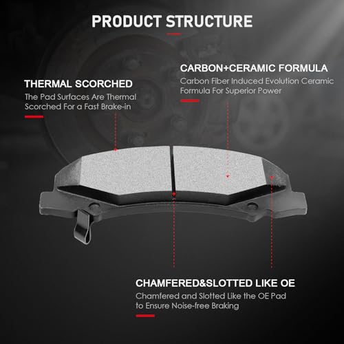 cciyu D1159 Brake Pads w/Hardware Front Disc Brake Pad Set - size: Front[D1159]