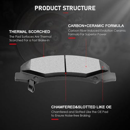 cciyu D1159 Brake Pads w/Hardware Front Disc Brake Pad Set - size: Front[D1159]