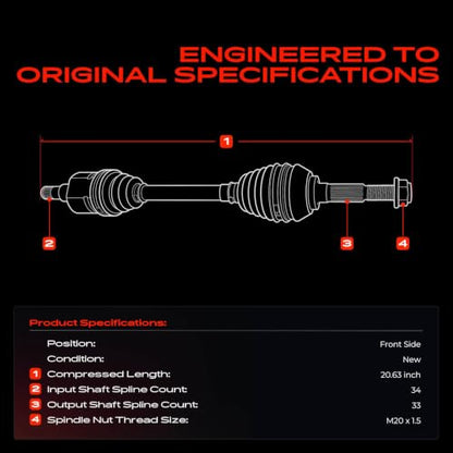 A-Premium Front Driver or Passenger Side CV Axle Shaft Assembly