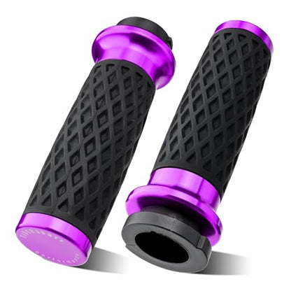 Purple 1" Silicone Cable Throttle Grips with End Cap for Harley - color: Purple