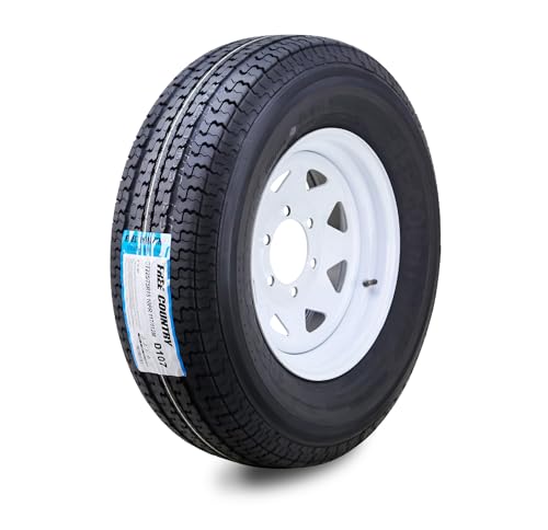 Free Country Trailer Tire Wheel ST225/75R15 10-Ply E 117N 6X5.5 White Spoke - size: ST225/75R15 /10PR /6x5.5