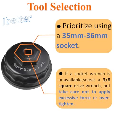 Heavy Duty Oil Filter Wrench for Toyota,Lexus,RAV4,Camry,Tundra,Highlander,Sienna,Cruiser,Venza-Filter Cap Removal Socket Tool for 2.5-5.7L Engines with 64mm Cartridge Style Oil Filter Housings - style: 4 slots