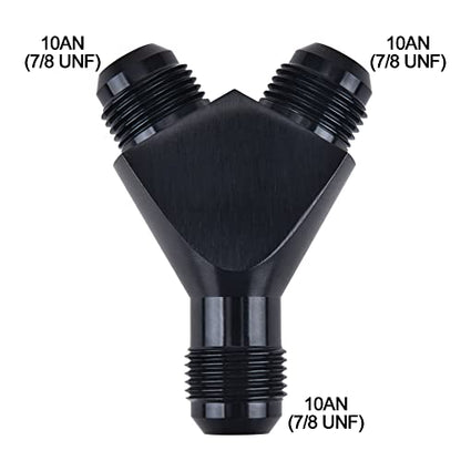 EVIL ENERGY 10AN Y Block Flare Fitting Adapter Union Splitter Black - size: 3 × 10AN