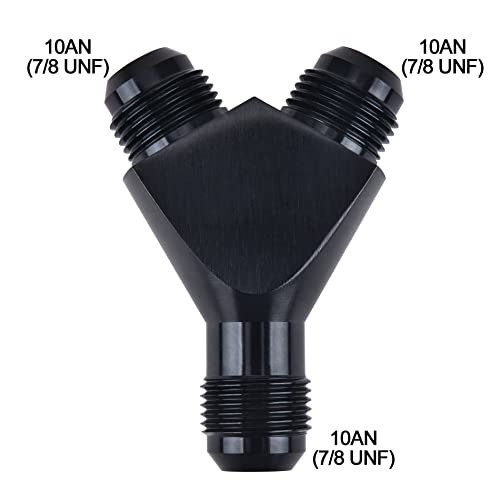 EVIL ENERGY 10AN Y Block Flare Fitting Adapter Union Splitter Black - size: 3 × 10AN