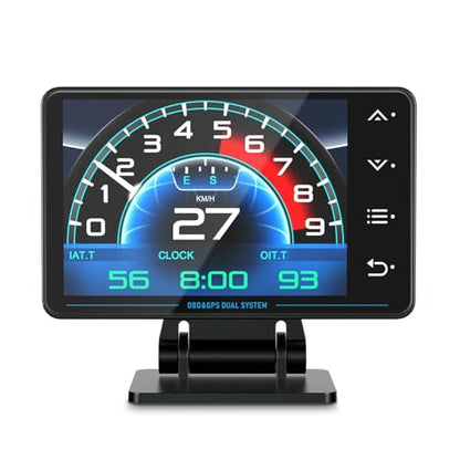 Liiiyuan Obd2 Gauge Display, XS New 1,Heads Up Display with Vehicle Inclinometer, Multi-Function Digital Instrument Cluster with Speed, RPM for All Cars.