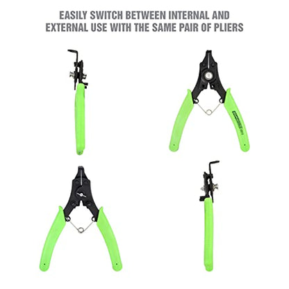 OEMTOOLS 25012 4 in 1 Combination Snap Ring Pliers Set, Heavy Duty, Industrial Grade Professional Snap Ring Pliers, Automotive Tools, Colors May Vary - style: Multi-Angle 4-in-1 Jaw Set