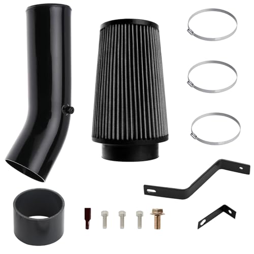 7.3L Cold Air Intake Kit 4" Cold Air Intake Pipe Kit for Ford F250 F350 Super Duty 1999.5 2000 2001 2002 2003 7.3 Powerstroke Diesel (Black) - color: Black