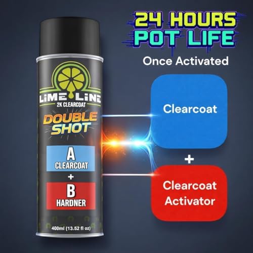 LiME LiNE Automotive Neon Basecoat Aerosol Spray Paint - Must be Clearcoated with High Gloss 2K Double Shot Clearcoat System (Neon Red + Clearcoat Kit) - color: Neon Red + Clearcoat Kit