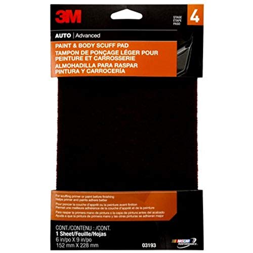 3M Paint & Body Scuff Pad, 03193, 6 in x 9 in, 1 Per Pack - color: 320 Grit, size: 3.75 in x 2.65 in x 1 in
