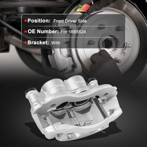 cciyu Front Left Disc Brake Caliper Assembly w/Bracket 18B5524 - size: Front Left[18B5524]