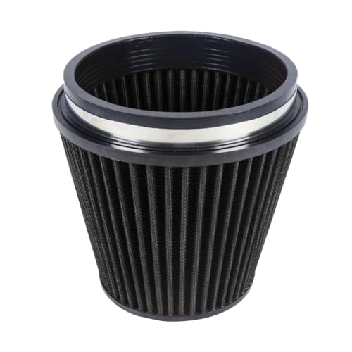 Universal 6" 152mm High-Flow Air Filter, Reusable Cone Cold Air Intake, High Performance, Washable, Clamp-On Car High Flow Air Kit, Flange Diameter: 6 Inch, Filter Height: 7 Inch, Black - color: 6" 152mm black