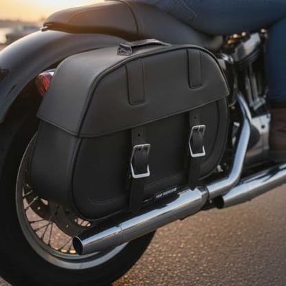 Milwaukee Leather PVC 2-Strap Throw-Over Easy Zip off and off Motorcycle Saddlebags - LG - color: SH611ZB-BLACK, size: Large