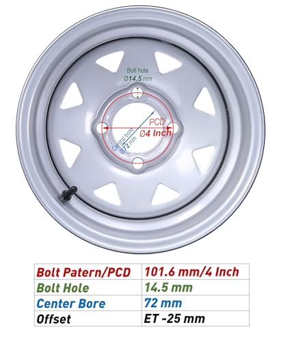 WANDA AT Style Golf Cart Tire Wheel 23x10.5-12 w 4X4 ET-25.4 Silver Rim,PK2 - color: Silver, size: 23X10.5-12