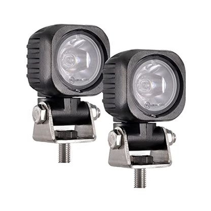 Raycharm Offroad 2" Semi-Round Motorcycle LED Fog Light Pods/Headlight, 6000K Cool-White Spot Beam, Rugged Die-Cast Aluminum Housing, Corrosion Resistant Waterproof, 12V/24V DC, 2-Pack - size: 2" Semi-round Spot Beam