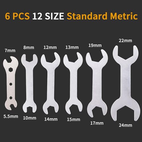 Ultra Thin Double Open End Wrench Set - 6 PCS, 12 Models, Carbon Steel, Rust-Resistant, Ideal for Bicycles and DIY Tasks