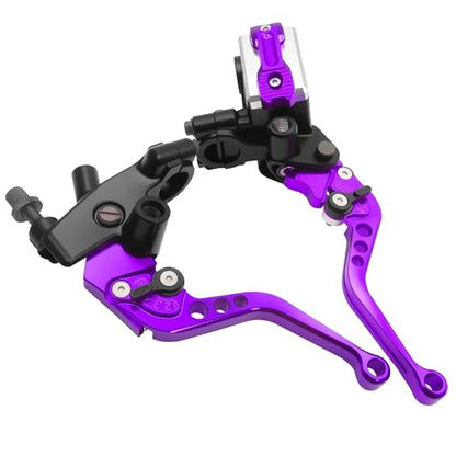 Universal Motorcycle 7/8" 22mm Handlebar Brake Master Cylinder Clutch Lever CNC Left & Right Set Compatible with Honda Kawasaki Suzuki Yamaha（ Piston Diameter 12.7mm (Purple) - color: Purple