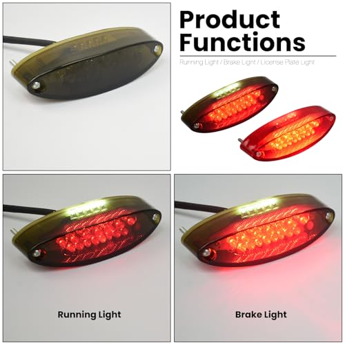 Motorcycle Tail Light, ATV Brake License Plate Rear Lights (Smoke) - color: Smoke