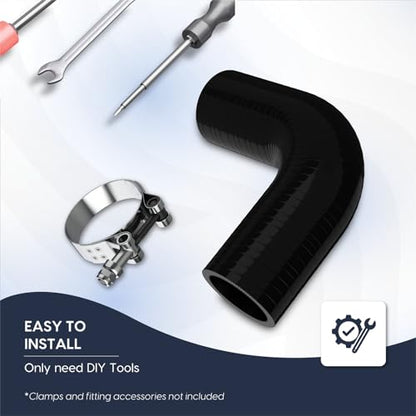 Endure 90 Degree Silicone Elbow Intake Hose 4-Ply, 1.5"(38mm) - Black - color: Black, size: ID - 1.5Inch(38mm)