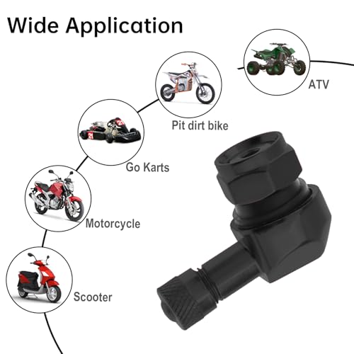 90° Tire Valve Stems 11.3mm Aluminum Forged for Scooter E-Bike ATV - color: Black