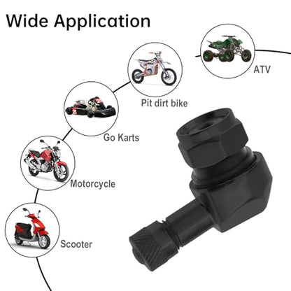 90° Tire Valve Stems 11.3mm Aluminum Forged for Scooter E-Bike ATV - color: Black