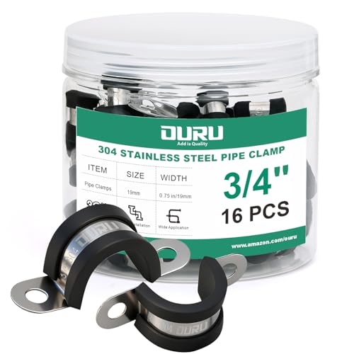 OURU 3/4 Inch Pipe Strap Fits 0.75"/18.9-19.1mm OD, Rubber U Bracket,16PCS - size: 3/4"