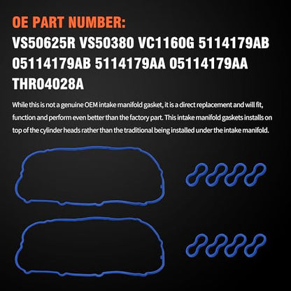 HiSport Valve Cover Gasket Set - Replace VS50625R 5114179AB 05114179AA - color: VS50625R