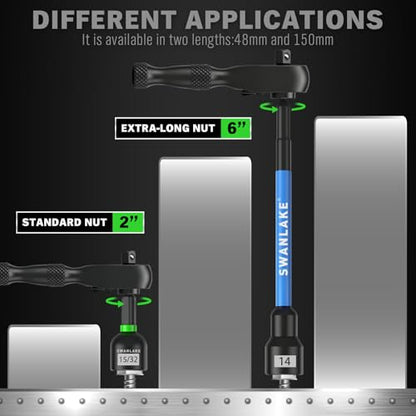 41-Piece Magnetic Nut Driver Set for Impact Drill Metric & SAE, Impact Socket Adapter, 2-IN-1 Ratchet Handle, Wing Nut Driver, Universal Socket, 1/4'' Quick-change Bit Holder - color: New Version Green