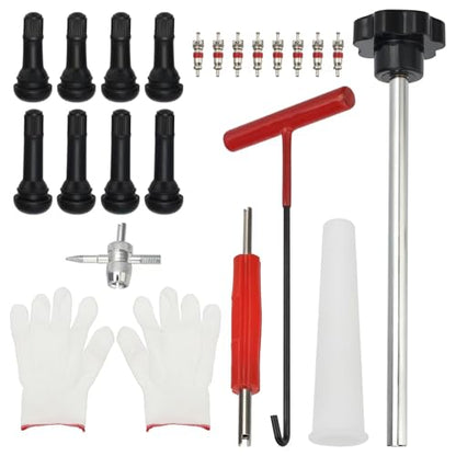 X4XZ 51025 Quick Change Tire Valve Tool Kit with TR413/TR414,Tire Valve Stem Core Quickly Replacement Tool Kit for Replacing Leaky Valves in Cars,ATVs,Trucks, etc. 23PCS