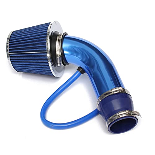 3 Inch Universal Cold Air Intake Kit, Aluminum Induction Flow Hose Pipe Kit with Air Filter (Blue) - color: blue