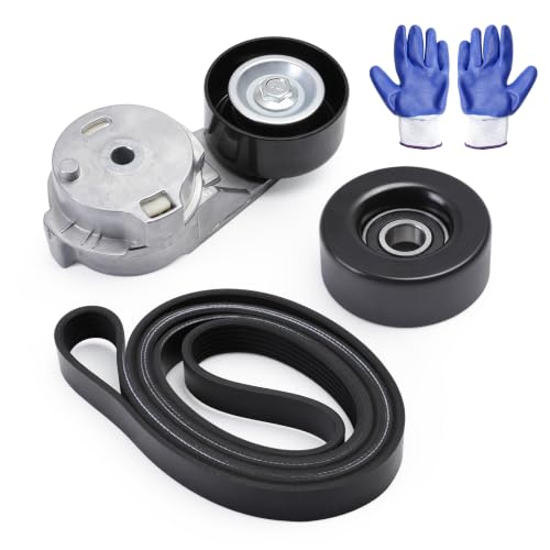 Belt Tensioner Idler Pulley Serpentine Belt Kit for Chevy Trailblazer 02-09 - size: for Bravada/Rainier 2002-2009