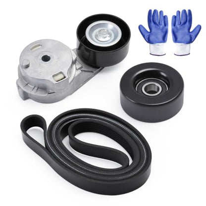 Belt Tensioner Idler Pulley Serpentine Belt Kit for Chevy Trailblazer 02-09 - size: for Bravada/Rainier 2002-2009