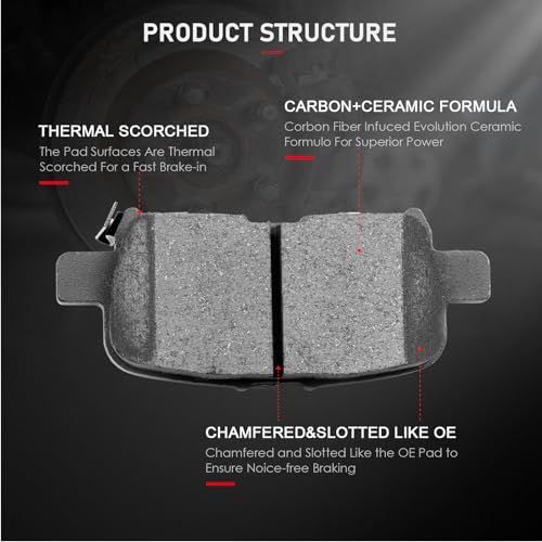 cciyu D914 D865 8pcs Front & Rear Ceramic Brake Pads Kits - size: Front[D914] + Rear[D865]