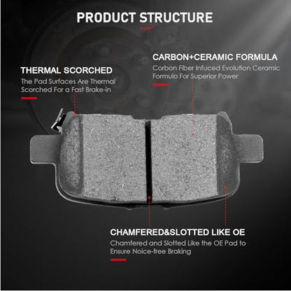 cciyu D914 D865 8pcs Front & Rear Ceramic Brake Pads Kits - size: Front[D914] + Rear[D865]