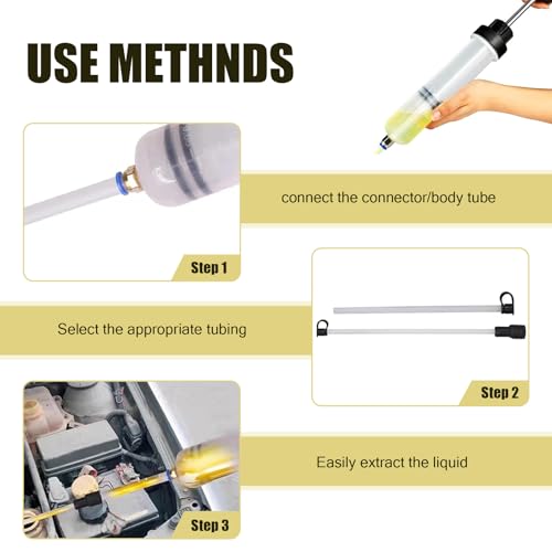 Car Power Steering Fluid Extractor, 200 CC Car Fluid Extractor Pump, Brake Fluid Change Pump Hose Accessories, Universal for Most Cars (Transparent)