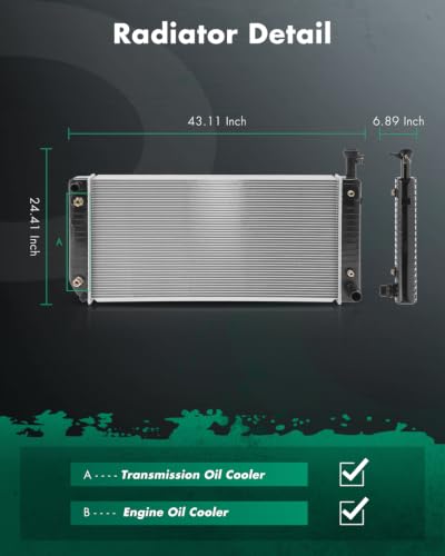 SCITOO Engine Cooling Radiator Assembly Compatible with Chevrolet for GMC - size: 2791