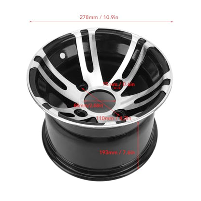10 Inch ATV Wheel Rim, Aluminum Alloy, High Strength, Universal for Go Karts, Carts, Off Road Vehicles - size: Rear Wheel