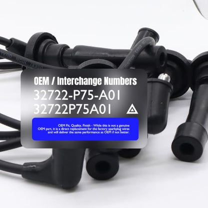 32722-P75-A01 Ignition Spark Plug Wires Set of 4 Replace 32722P75A01 - style: 32722-P75-A01
