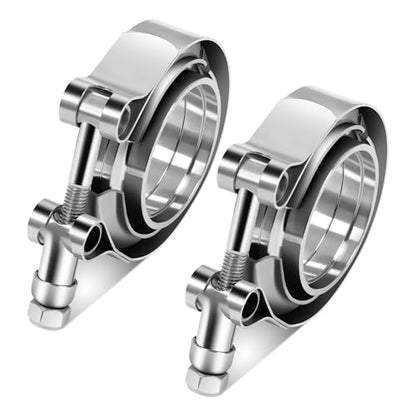 Auto Dynasty 2.5" V Band Clamp with Male/Female Flanges 304 Stainless Steel for Turbo and Exhaust Systems, Natural Metallic, Pack of 2 - color: Pack of 2, size: 2.5" OD