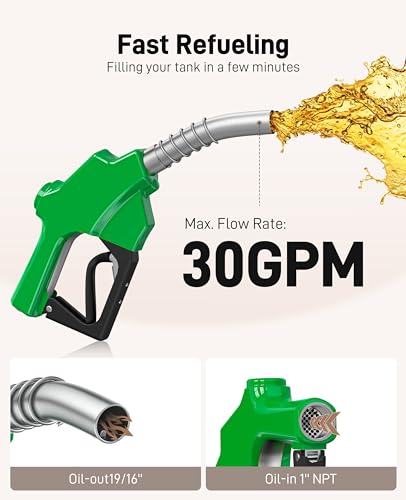 1 Inch NPT Green Automatic Diesel Fuel Nozzle 2pack Gas Pump Handle - color: 2pack Green, size: 1'' NPT without Swivel