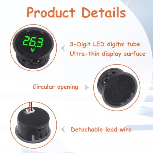 2 Pieces DC 4V-100V Voltmeter Gauge (Green) - color: Green, size: Not Waterproof